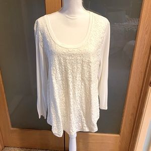 Womens lace front, cream colored top